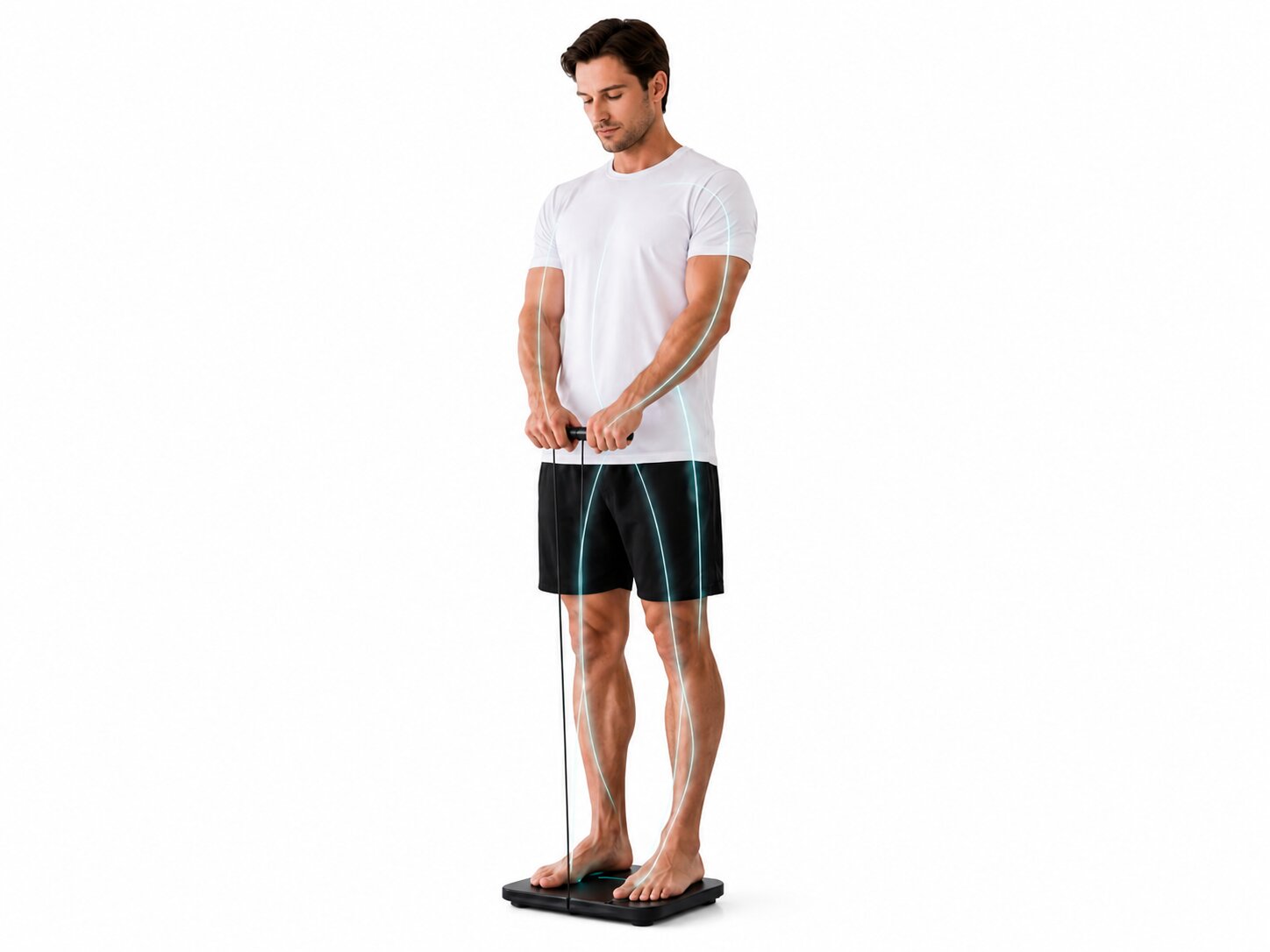 Standard smart scale user standing with feet-only contact